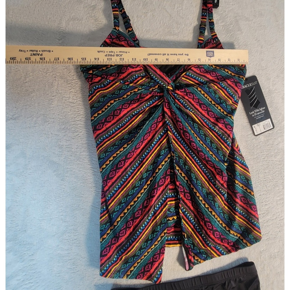 Miraclesuit Love Knot Tankini Set Size 12 NWT Blue Floral Tummy Control Swimsuit - Picture 7 of 16